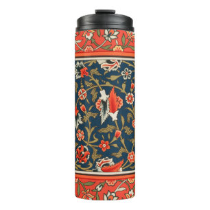 Bohemian Indo-Persian Floral Pattern Vintage Red  Thermal Tumbler