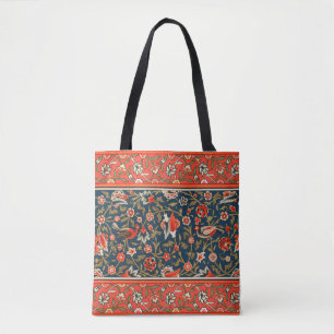 Bohemian Indo-Persian Floral Pattern Vintage Red Tote Bag