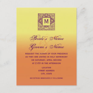 Bohemian Inspired Monogram Wedding Invitation