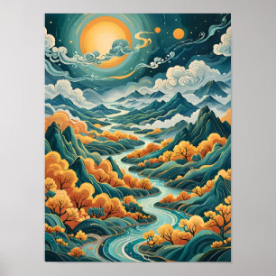 Bohemian Landscape – Serene Flowing Rivers Poster