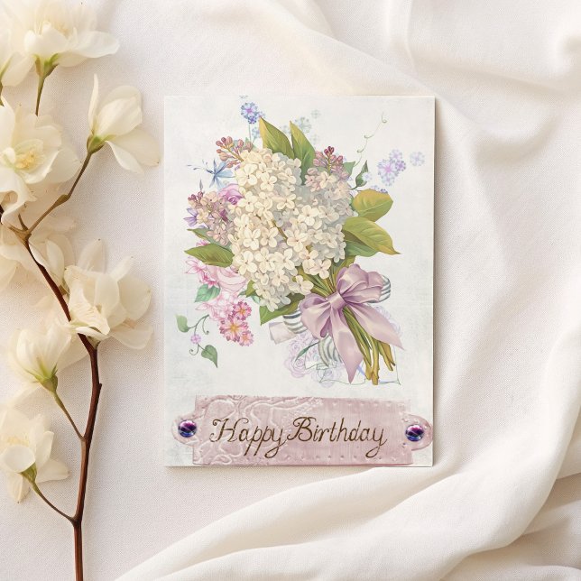 Bohemian lavender pastel pink floral Birthday Card (Bohemian lavender pastel pink floral Birthday)