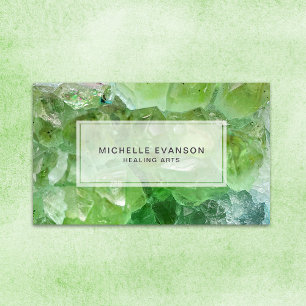 Bohemian Lime Green Crystal Healing Arts Business Card