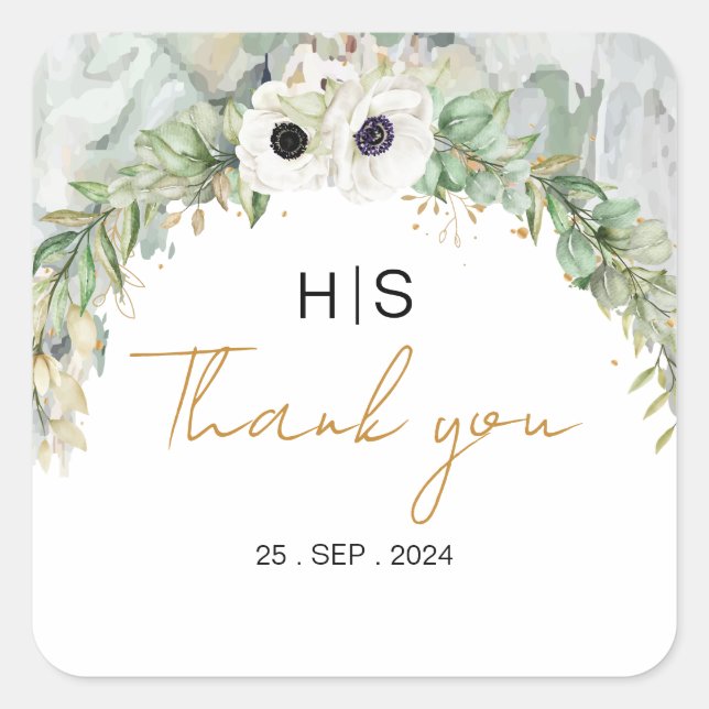 Bohemian Lush Greenery Arch Summer Garden gold Square Sticker (Front)