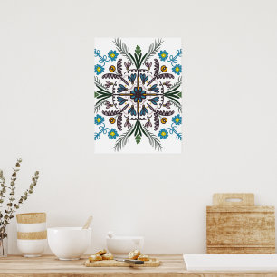 Bohemian Mandala Colourful Plant Floral Poster