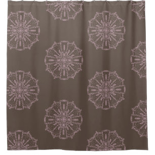 Bohemian Mandala Hand Drawn Blush Brown Shower Curtain