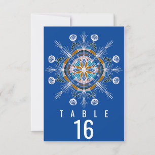 Bohemian Mandala Mustard Blue Seating Wedding Invitation