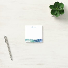 Bohemian Marine Blue & Teal Waves Post-it Notes