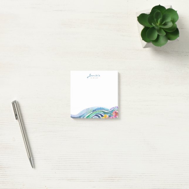 Bohemian Marine Blue & Turquoise Waves Post-it Notes (Office)