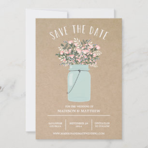 Bohemian Mason Jar Save the Date Announcement