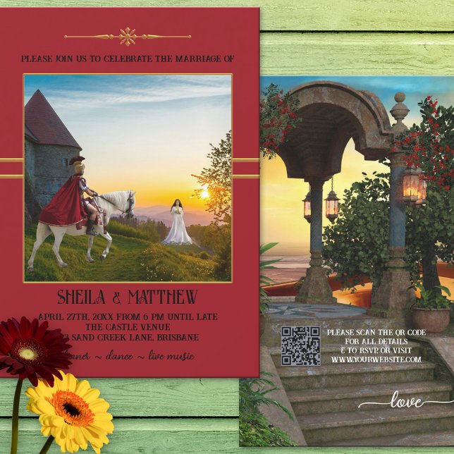 Bohemian Medieval Photo Wedding Invitation (Creator Uploaded)