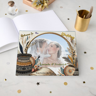 Bohemian mix of colours and decor theme guest book