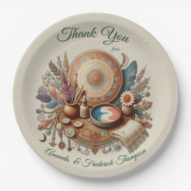 Bohemian mix of colours and decor theme paper plate (Front)