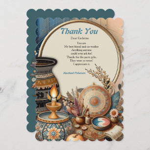 Bohemian mix of colours and flower theme thank you card