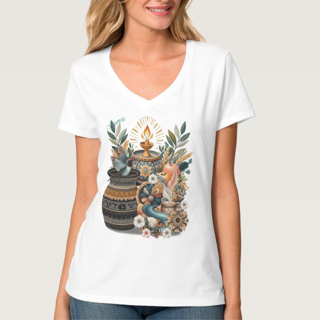 Bohemian mix of colours, flowers and decor themes T-Shirt (Front)