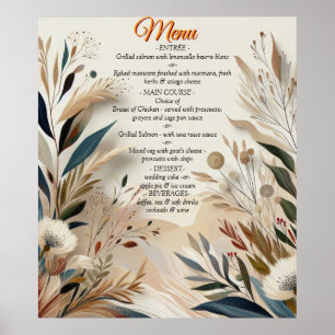 Bohemian mix of teal, magenta,purple flowers poster