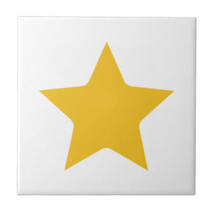 Bohemian Modern Boho Yellow Gold Star White Tile