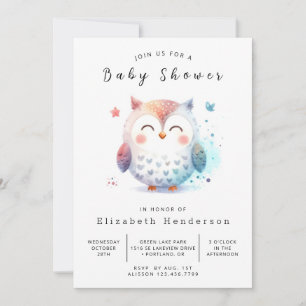Bohemian Modern Owl Baby Shower Invitation