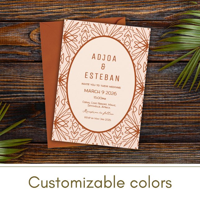 Bohemian Modern Tribal Pattern Wedding Invitation (Creator Uploaded)