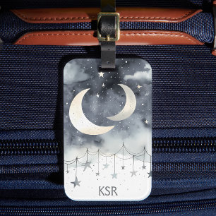 Bohemian Moon and Stars Luggage Tag