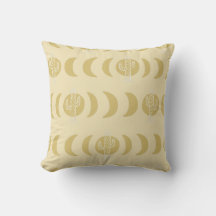 Bohemian Moon Phase Cactus Throw Pillow
