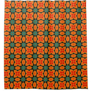 Bohemian Moroccan Geometric Floral Pattern Shower Curtain