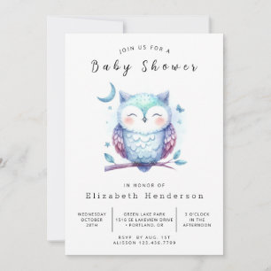 Bohemian Nature Owl Baby Shower Invitation