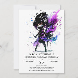 Bohemian Ninja Printable Girl Birthday Invitation