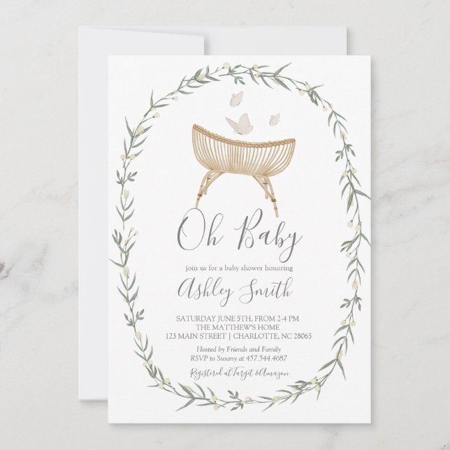 Bohemian Oh Baby Shower Invitation (Front)