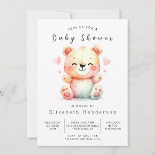 Bohemian Online Bear Baby Shower Invitation