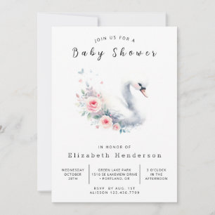 Bohemian Online Swan Baby Shower Invitation