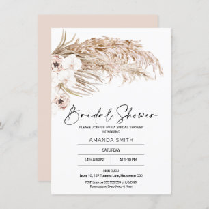 Bohemian Orchards Pampas Grass Bridal Shower Invitation