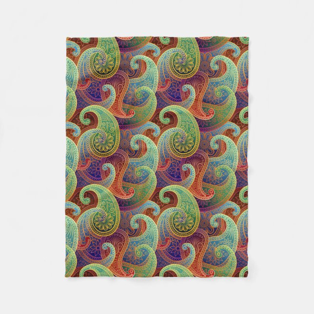 Bohemian Paisley Timeless Pattern Fleece Blanket (Front)