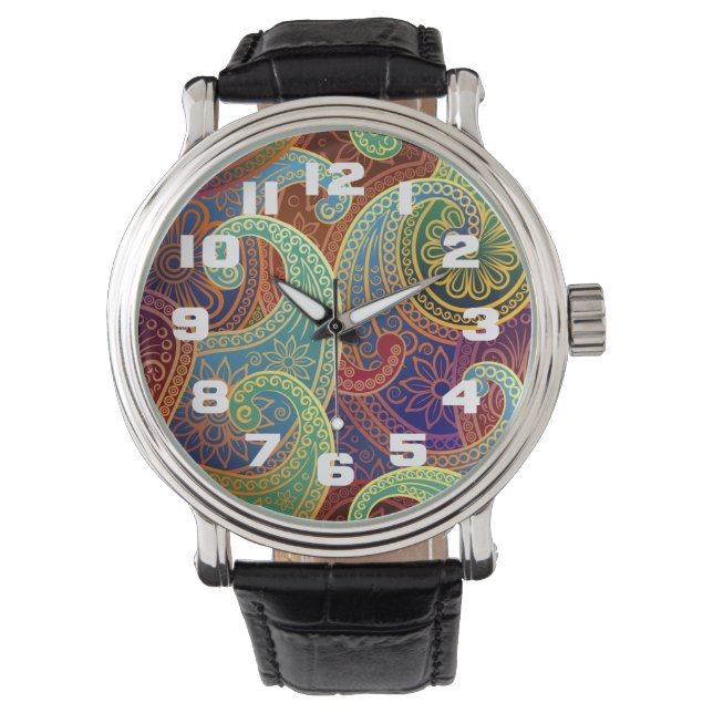 Bohemian Paisley Timeless Pattern Watch (Front)