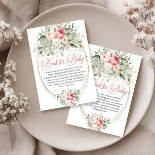 Bohemian Pale Pink Book Request Baby Shower Enclosure Card