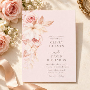 Bohemian Pale Pink Roses Wedding Invitation