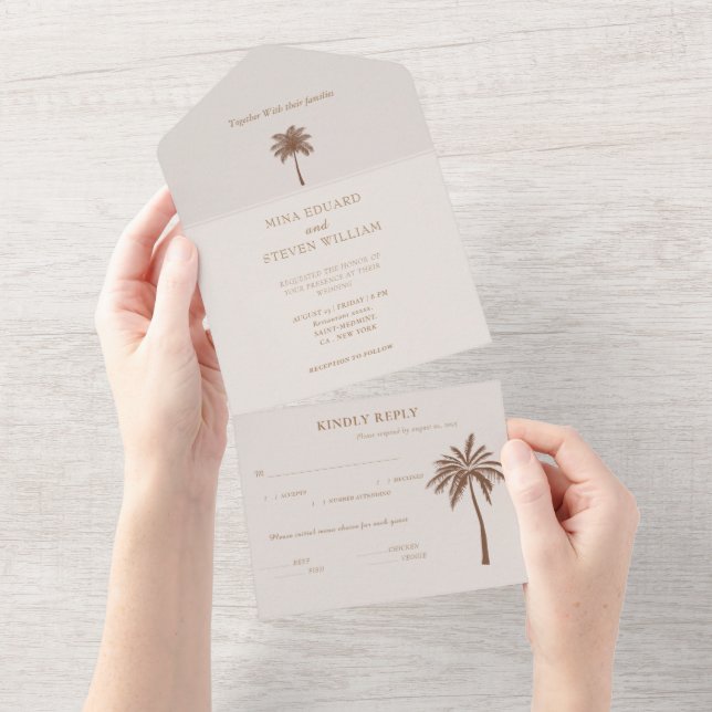 bohemian palm tree wedding  all in one invitation (Tearaway)