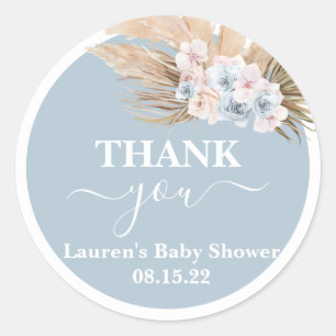 Bohemian Pampas Grass Baby Shower Round Sticker