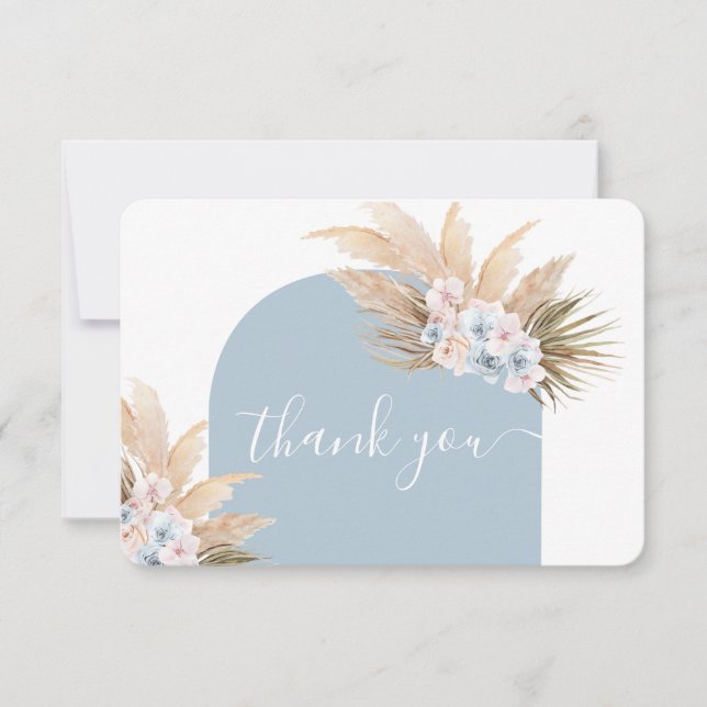 Bohemian Pampas Grass Boy thank you card (Front)