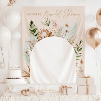 Bohemian pampas grass bridal shower tapestry