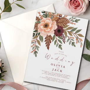 Bohemian Pampas Grass Floral Design Wedding Invitation