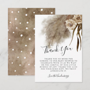 Bohemian Pampas Grass Floral Fall Baby Shower Thank You Card