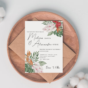 Bohemian Pampas Grass Floral Wedding  Invitation