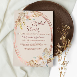 Bohemian Pampas Grass Frame Bridal Shower Invitation