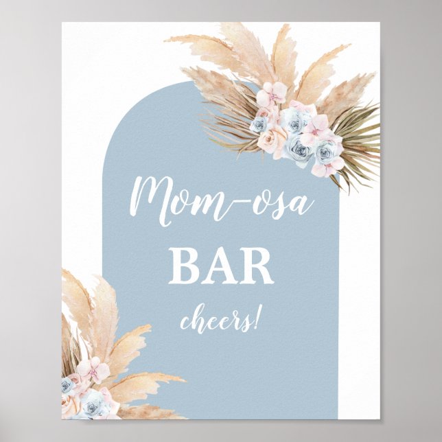 Bohemian Pampas Grass Mimosa Bar Boy sign (Front)