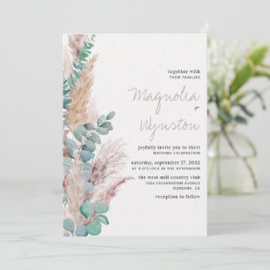 Bohemian Pampas Grass Natural Wedding Invitation