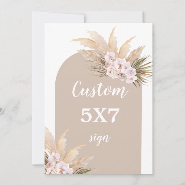 Bohemian Pampas Grass sign Invitation (Front)