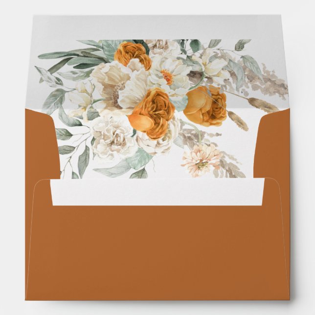 Bohemian Pampas Grass Terracotta Wedding  Envelope (Back (Bottom))