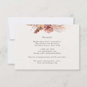 Bohemian Pampas Grass Wedding Details Card