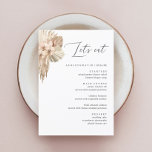 Bohemian Pampas Grass Wedding Dinner Menu<br><div class="desc">Bohemian Pampas Grass Wedding Dinner Menu,  Rustic Let's Eat Wedding Dinner and Drinks Menu,  Simple Calligraphy Rustic Wedding Menus Wedding Menus,  Rustic Wedding Menu,  Floral Wedidng Menu,  Wedding Table Menu</div>