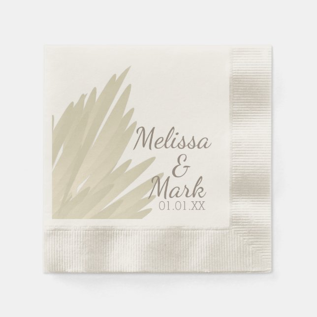 Bohemian Pampas Simple Beige Brown Wedding Party Napkin
